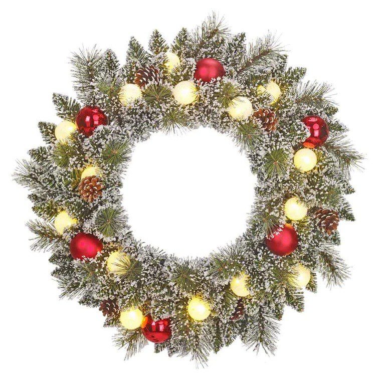 8720967812202 1 Kaprun 60cm Pre Lit Christmas Wreath With Pinecones Baubles.jpg